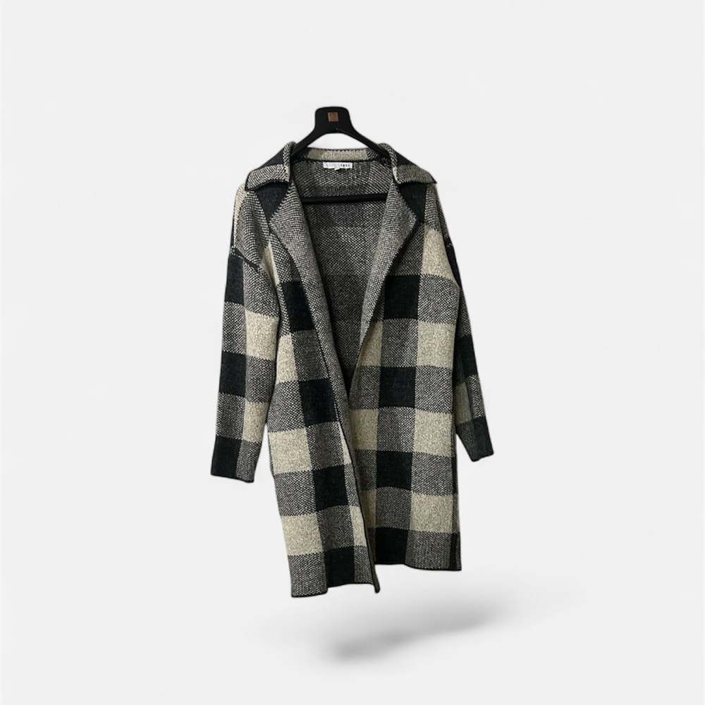 Baltic Born Plaid Black and Cream Cardigan